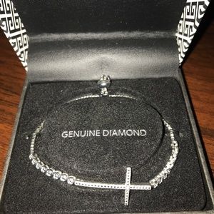 Gianni Argento Genuine Diamond Cross Adjustable Bracelet